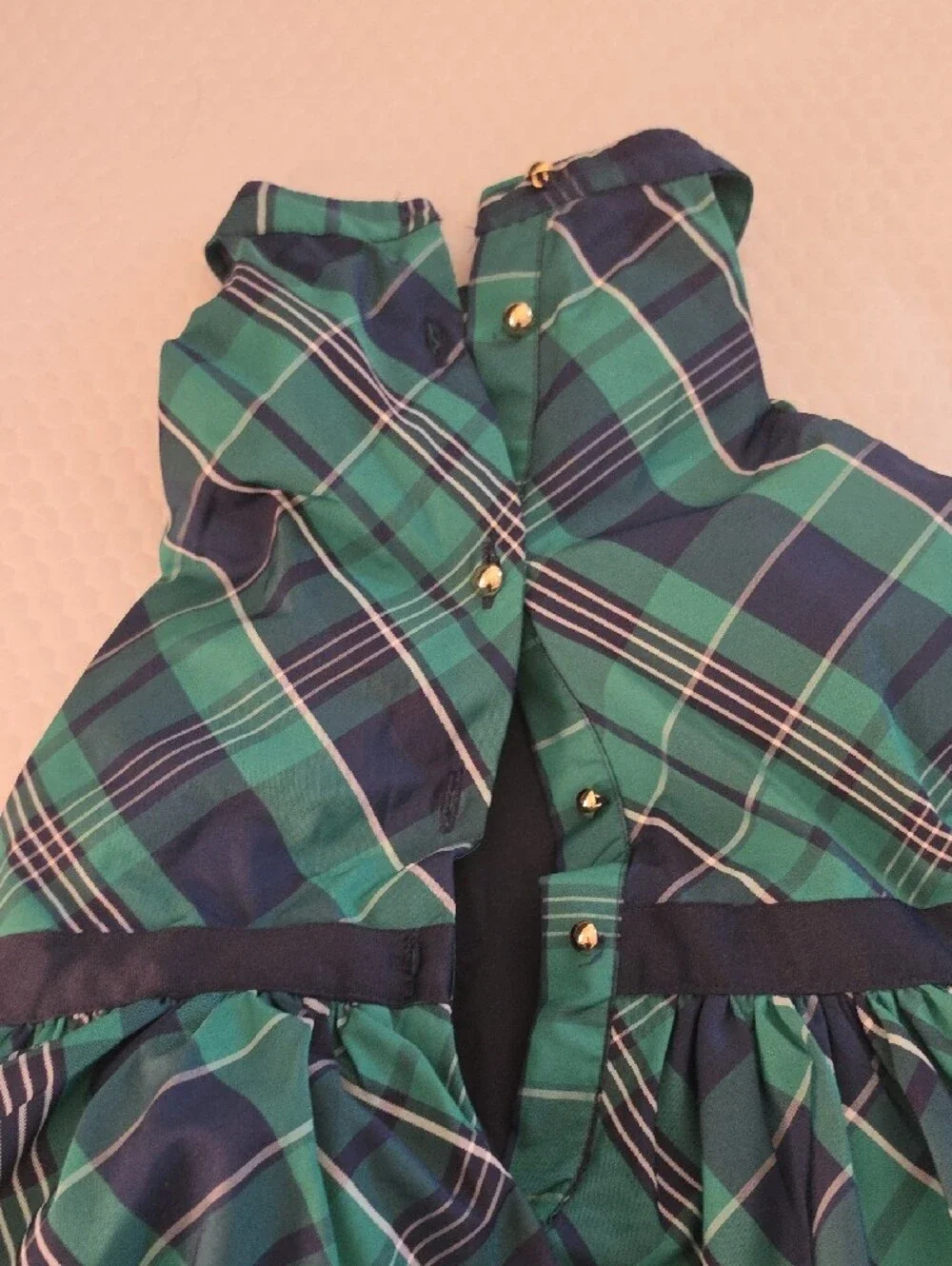 Janie and Jack Green and Navy Plaid Dress